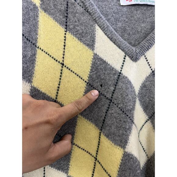 Vtg 90s The Scotch House Academia Preppy Grandpa Argyle Sweater XL Quiet Luxury - Picture 2 of 16